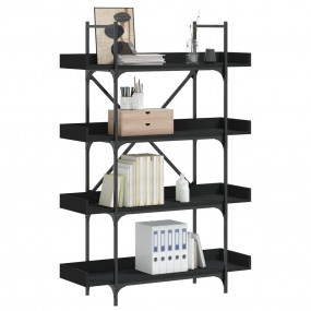 Bookcase Black Engineered wood, Metal Bookcase Rectangu...