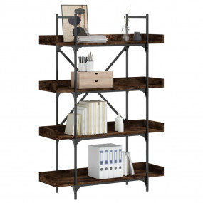 Bookcase Smoked Oak Engineered Wood, Metal 39.4 x 13.0 ...
