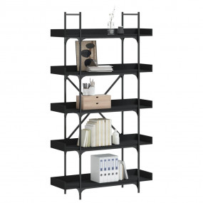 Bookcase Black Engineered wood and metal Large Adjustab...