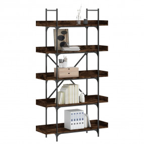 Bookcase Smoked oak Engineered wood, metal Tall Adjusta...