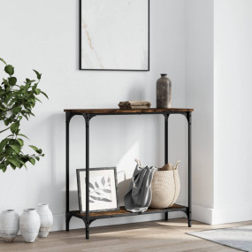 Console Table Smoked Oak Engineered Wood, Metal