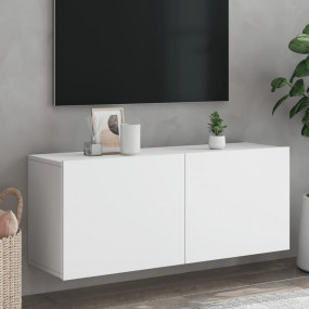 TV Cabinet White Engineered Wood Medium TV Cabinet Rect...