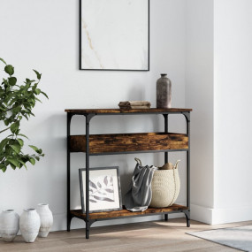 Console Table Smoked Oak Engineered Wood, Metal Medium