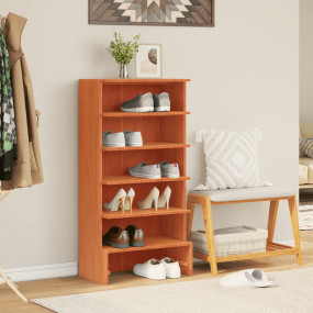 Shoe Cabinet Wax Brown Solid Pine Wood Medium Shoe Cabi...