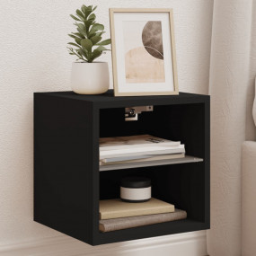 TV Wall Cabinet Set of 2 Black Engineered wood, Glass M...