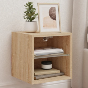 TV Wall Cabinet Set of 2 Sonoma oak Engineered wood, gl...