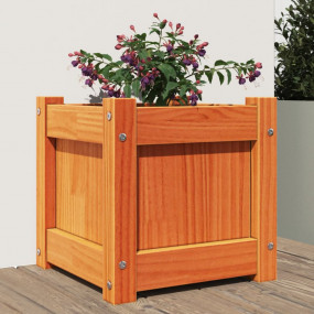 Garden Planter Wax Brown Solid Pine Wood 12.2 x 12.2 x ...