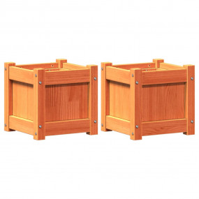Garden Planter Set of 2 Wax brown Solid pine wood