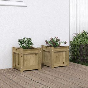 Garden Planter Set of 2 Natural wood Vacuum-pressure tr...