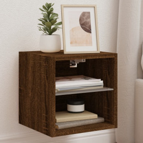 TV Wall Cabinet Set of 2 Brown Oak Engineered wood, Gla...