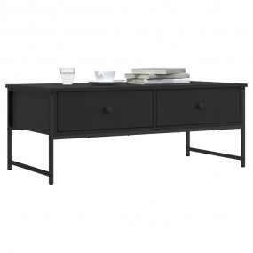 Coffee Table Black Engineered Wood Medium Adjustable Fe...