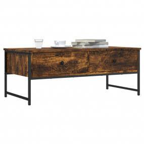 Coffee Table Smoked Oak Engineered Wood Medium Adjustab...