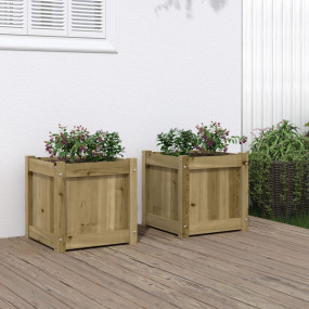Garden Planter Set of 2 Natural Pine Solid pine wood Me...