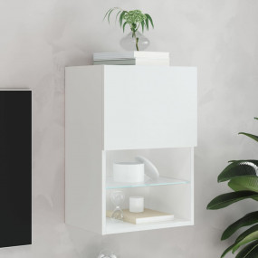 TV Cabinet White Engineered wood, Glass Compact TV Cabi...