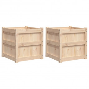 Garden Planter Set of 2 Natural Pine Solid pine wood (u...