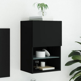 TV Cabinet Black Engineered wood, Glass 16.0x11.8x23.6 ...