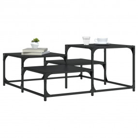 Coffee Table Black Engineered wood, metal Medium Adjust...