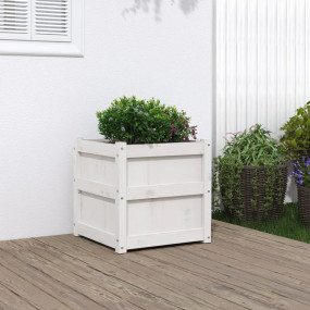 Garden Planter White Solid pine wood 19.7x19.7x19.7 in