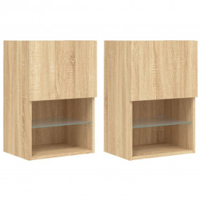 TV Cabinet Set of 2 Sonoma Oak Engineered Wood & Glass