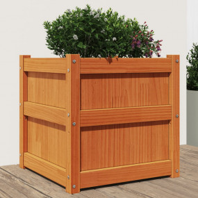 Garden Planter Wax Brown Solid Pine Wood 19.7x19.7x19.7...