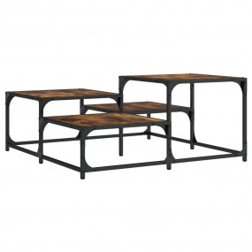 Coffee Table Smoked Oak Engineered Wood, Metal