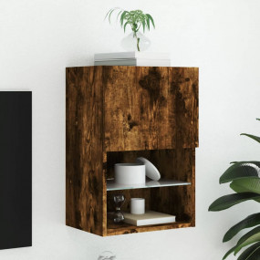 TV Cabinet Smoked Oak Engineered Wood Compact TV Cabine...
