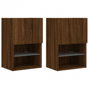 TV Cabinet Set of 2 Brown Oak Engineered Wood 15.9x11.8...