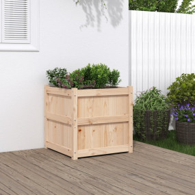 Garden Planter Natural Solid Pine Wood 23.6 in Square