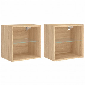 Bedside Cabinet Set of 2 Sonoma oak Engineered wood, gl...