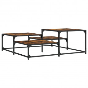 Coffee Table Smoked Oak Engineered Wood and Metal Mediu...