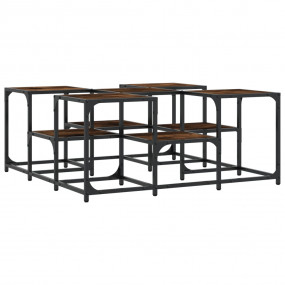 Coffee Table Smoked Oak Engineered Wood, Metal Low
