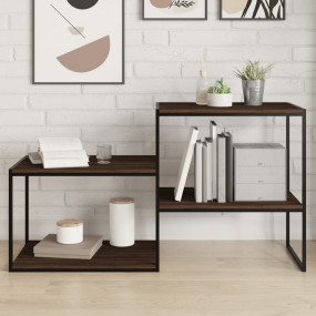 Wall Shelf Set of 4 Brown Oak Engineered Wood Standard