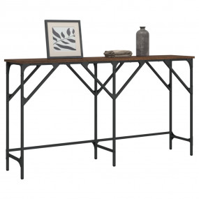 Console Table Brown Oak Engineered Wood, Metal Medium