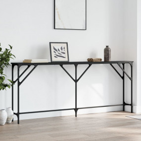 Console Table Black Engineered wood, metal Extra Long