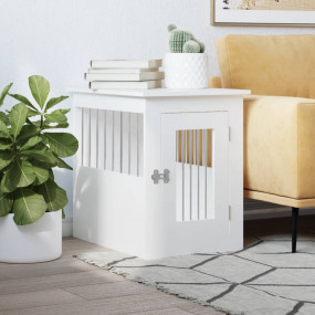Dog Crate Furniture White Engineered wood, Steel