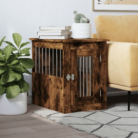 Dog Crate Furniture Smoked oak Engineered wood, steel M...