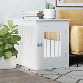 Dog Crate Furniture White Engineered wood, steel Medium...