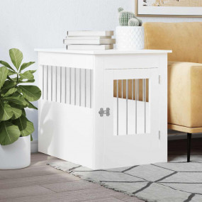 Dog Crate Furniture White Engineered wood, Steel Medium...