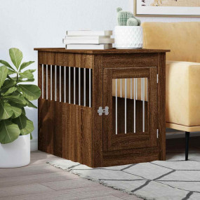 Dog Crate Furniture Brown Oak Engineered wood, Steel Me...