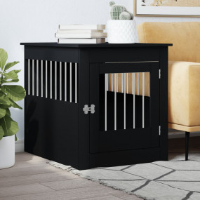 Dog Crate Furniture Black Engineered Wood 25.4x31.5x28....
