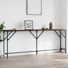 Console Table Brown Oak Engineered Wood, Metal Large