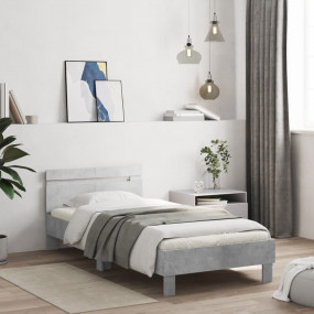 Bed Frame Concrete gray Engineered wood, Plywood Single...