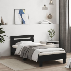 Bed Frame Black Engineered wood Twin Durable Modern Bed...