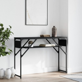 Console Table Black Engineered wood Narrow Adjustable F...