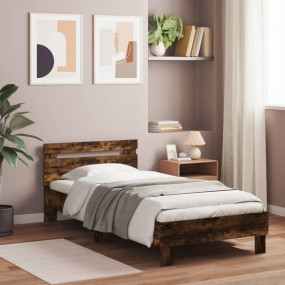 Bed Frame Smoked Oak Engineered wood, Plywood Twin Bed ...