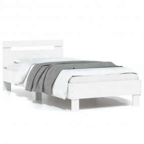 Bed Frame White Engineered wood Twin Durable Single Bed...