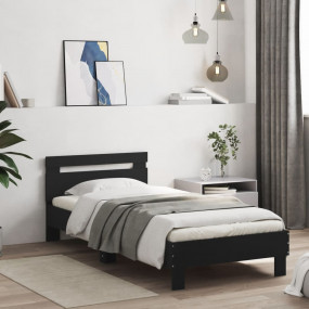 Bed Frame Black Engineered wood Single Durable Bed Fram...