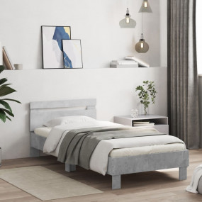 Bed Frame Concrete grey Engineered wood, Plywood Small ...