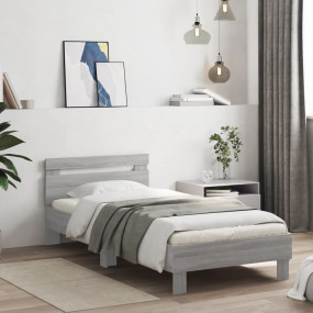 Bed Frame Grey Sonoma Engineered wood, Plywood Small Si...