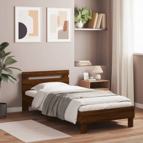 Bed Frame Brown Oak Engineered wood, Plywood Small Sing...